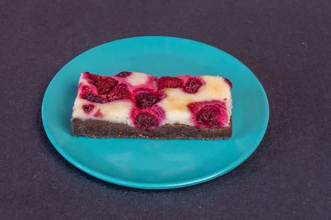 Raspberry Cheesecake Brownie slice