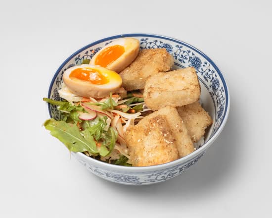 Crispy Mochi Tofu Rice Bowl