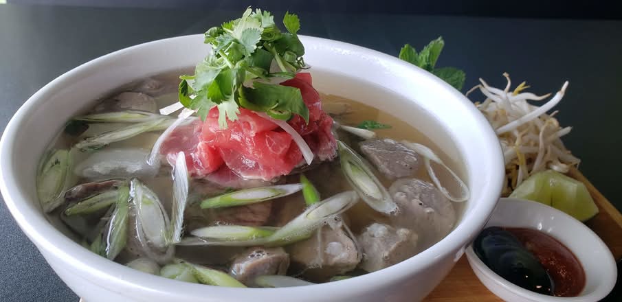 P14. Rare Beef and Beef Ball Noodle Soup - Pho Tai Bo Vien