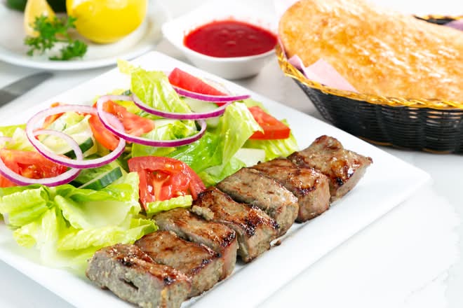 #2 Tikka Kebab with Rice and Salad