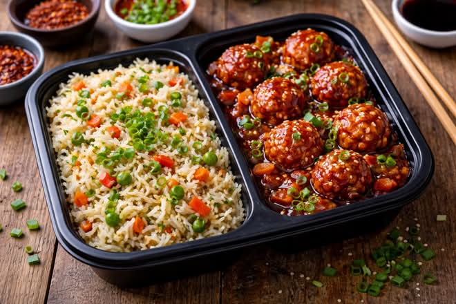 Veg Fried rice with Veg Manchurian
