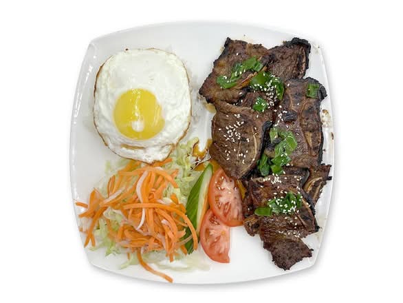 60. Marinated Grilled Beef Short Ribs & Fried Egg on Rice