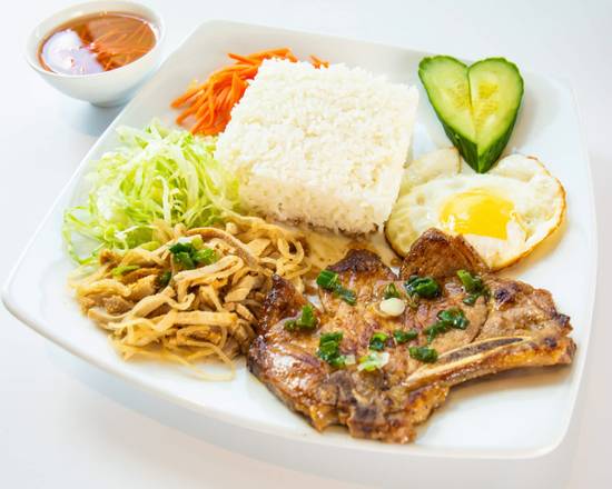 41. Grilled Pork Chop, Shredded Pork, and Fried Egg