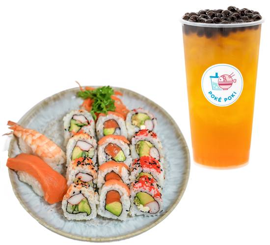 Sushi Combo 2 et Thé Boba (14 Mcx) / Combo 2 Sushi and Boba Tea (14 Pcs)