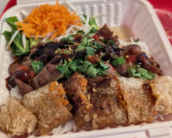 Lemongrass Pork Vermicelli with Spring Roll