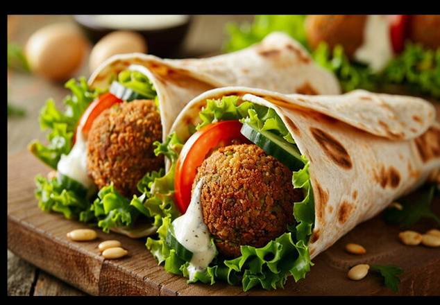 Falafel Wrap with roasted potato