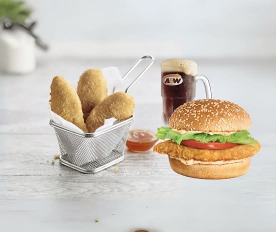 Spicy Chicken Burger with chicken strips combo