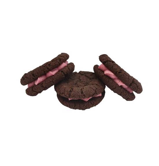 2 Mini Sandwichs- Chocolate Cookie filled with Raspberry icing (GF & V)