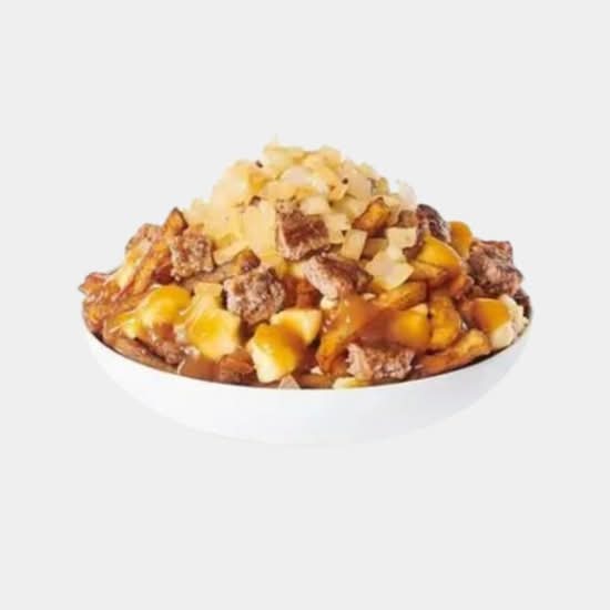Poutine boeuf haché et oignons frits / Ground Beef and Crispy Onion Poutine
