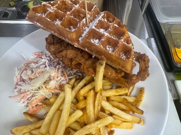 Chicken & Waffles with Coleslaw