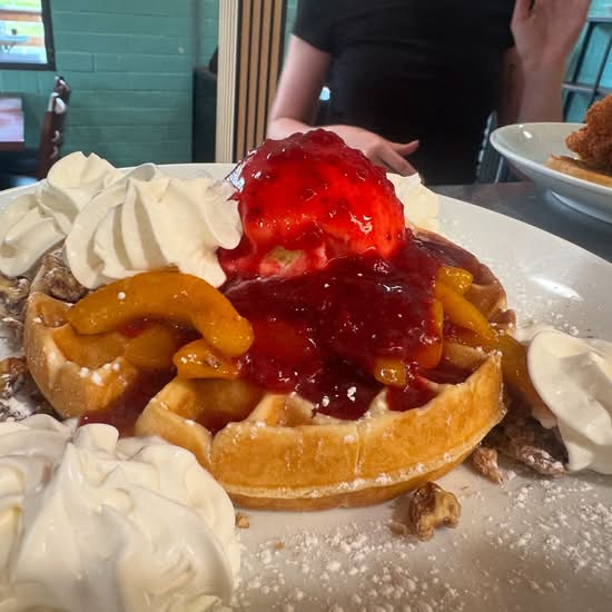 Peach Melba Waffles