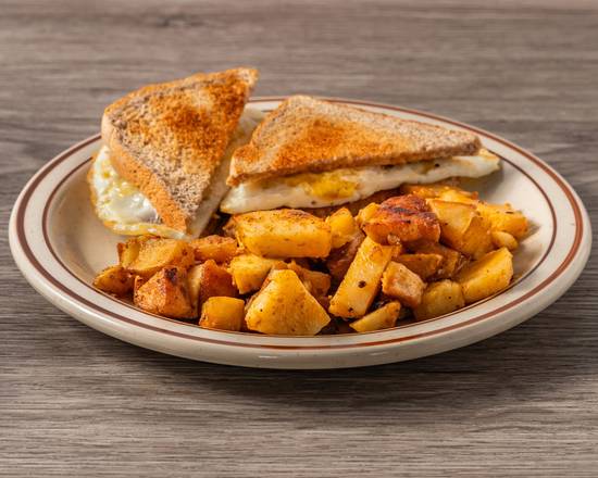 Fried Egg Sandwich and Fries