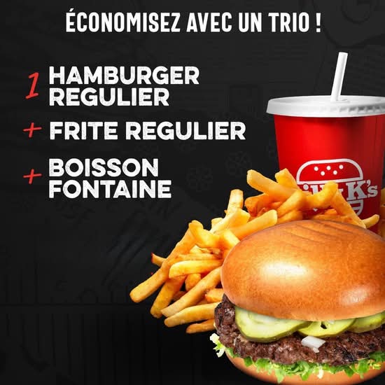 Hamburger + Frite + Boisson / Hamburger + Fries + Drink