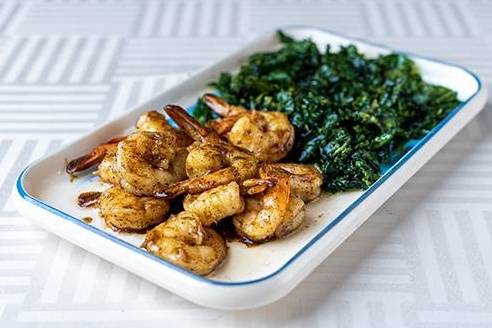 522-Crevettes Sauce aux Poivres avec Épinard Croustillants 川椒蝦球