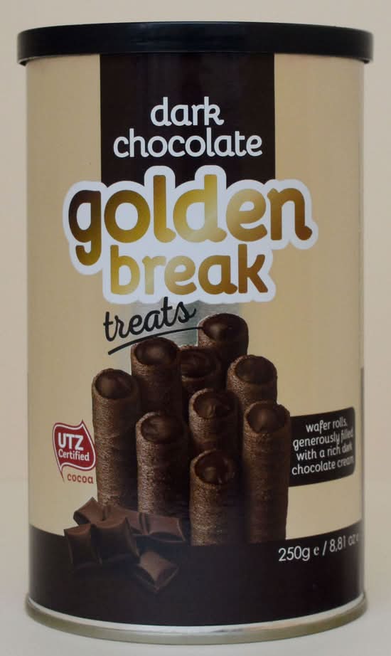 Golden Break Wafer Rolls with Dark Chocolate Cream Filling 250grm