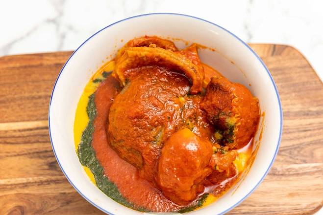 Amala with Gbegiri, Ewedu, & Assorted Meat Stew