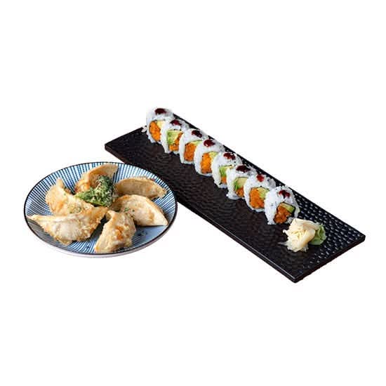 Yam & Avocado Roll (8 pcs) and Veggie Gyoza (6 pcs)