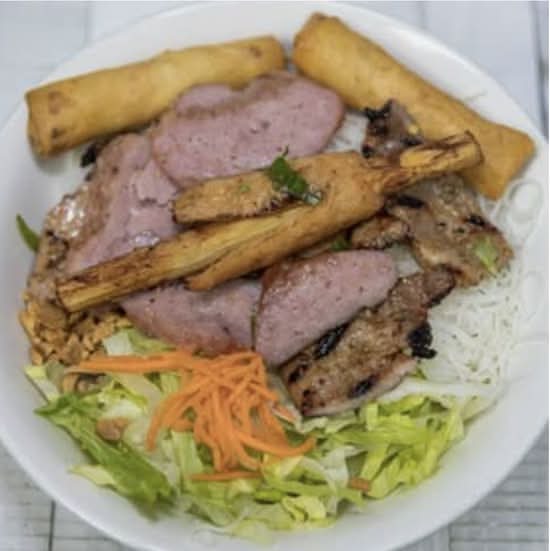 #15 4 Color (Grilled Pork, Spring Rolls, Pork Patty, and Shrimp on Sugarcane)