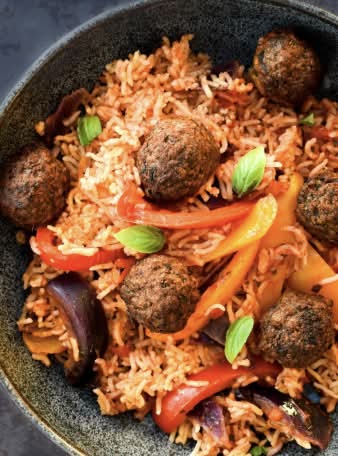 Jollof Rice with Meat Balls