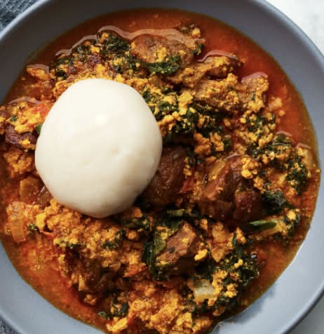 Egusi soup with Chicken & Fufu