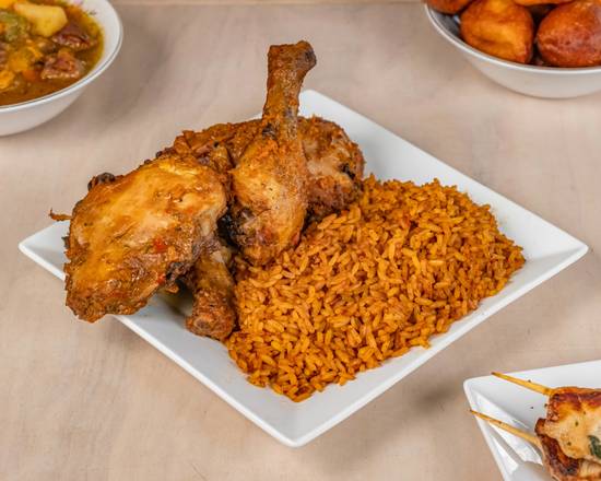 Jollof Rice with Chicken Kebab