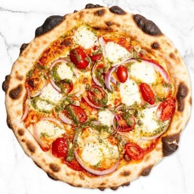 Caprese Italian Classic -Tomato and Pesto Drizzle Neapolitan Pizza - RG