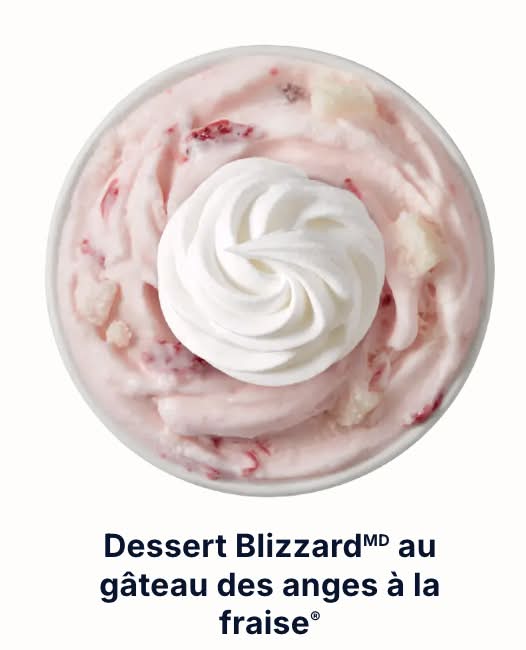 Dessert Blizzard au gâteau des anges a la fraise