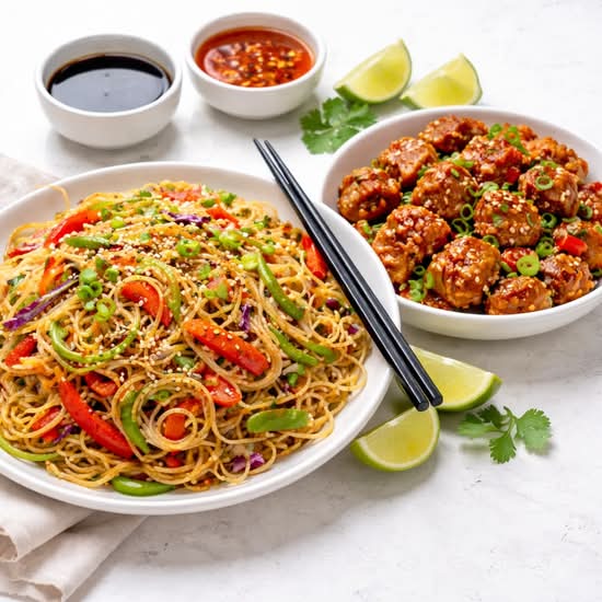 Noodles and Manchurian
