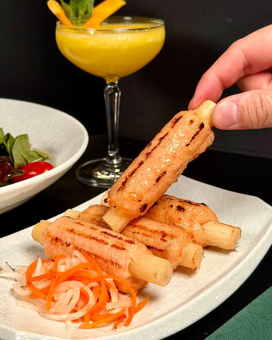 Grilled Shrimp Paste on Sugarcane | Chao tom