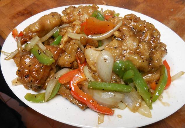 Deep-Fried Pork Chop with Peppers and Onion in Black Pepper Sauce 黑椒豬排