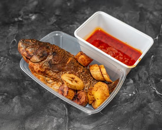 Grilled Fish with Plantain and Pepper Sauce