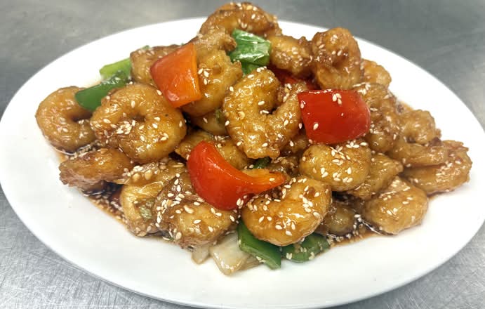A08. Crispy Sesame Shrimp with Honey Sauce