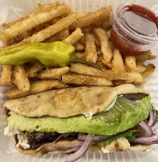 Greek Burger on Pita