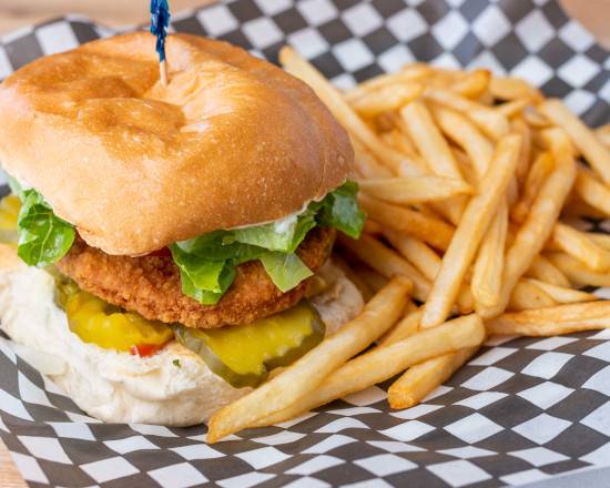 Chicken Burger and Fries