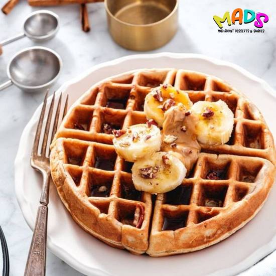 Maple Syrup Banana Waffle With Ice Cream