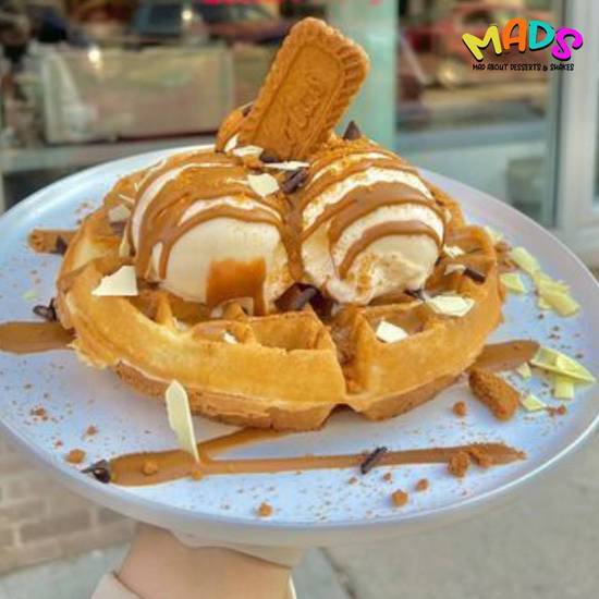 Biscoff on Top Waffle With Ice Cream