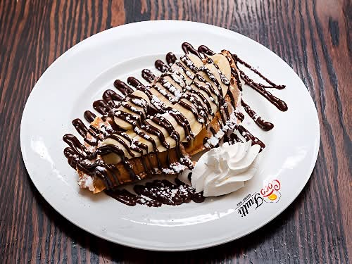 Enfants: Gaufre aux bananes et chocolat noisettes fondant