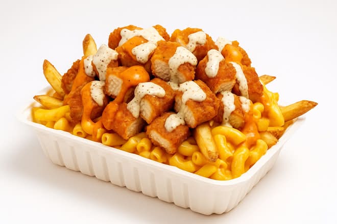 4. Loaded Chicken Mac & Cheese Fries