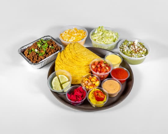 MAKE IT YOURSELF - TACO KIT ! (10 Corn TACOS + Protein+ Toppings + Sauces + 8 oz GAUCAMOLE)