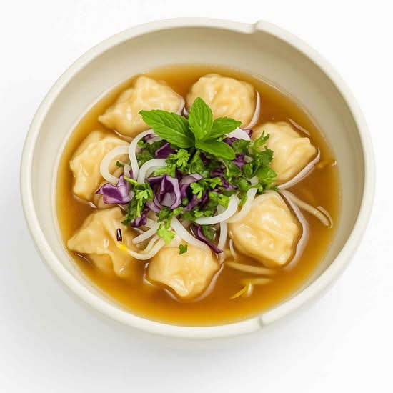 P-8 Soupe de nouilles au riz avec Wonton aux légumes / P-8 Wonton with Vegetable Rice Noodle Soup