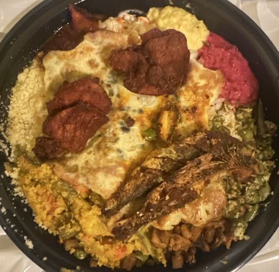 Pot rice with Beef, Chicken fry & Fish Fry