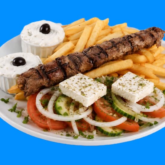 Assiette souvlaki à l'agneau / Lamb Souvlaki Plate