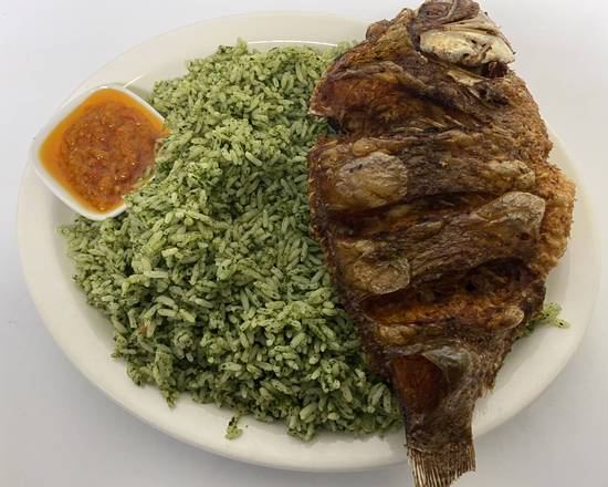 Check rice with fried fish