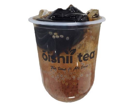Sweet Winter Melon Tea w grass jelly & basil seeds, large