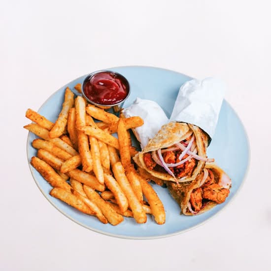 Crispy Chicken Wrap comes with side of fries