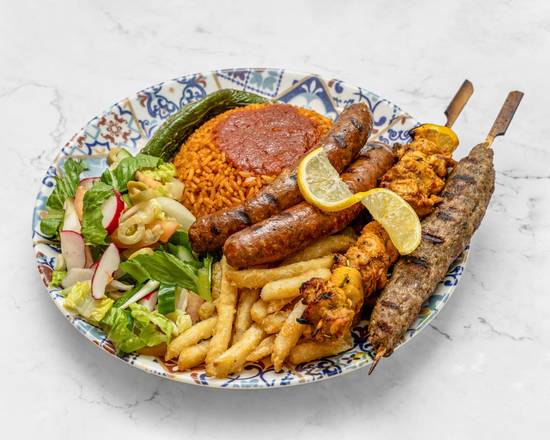 Assiette Mixte (Poulet, Merguez et Kabeb)