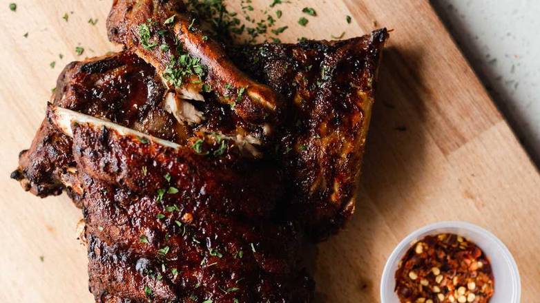 Two Pastas and Two Orders of BBQ Ribs (10 oz each)