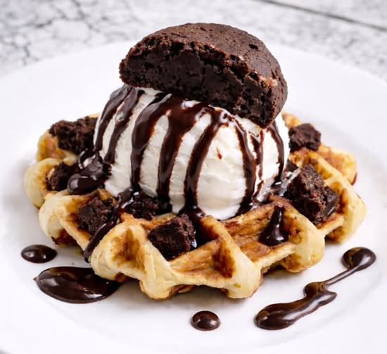 Belgian Waffle Brownie & Ice Cream