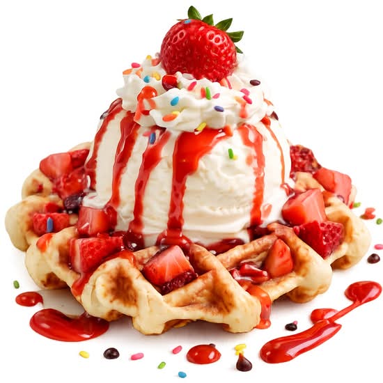 Belgian Waffle Strawberry & Ice Cream