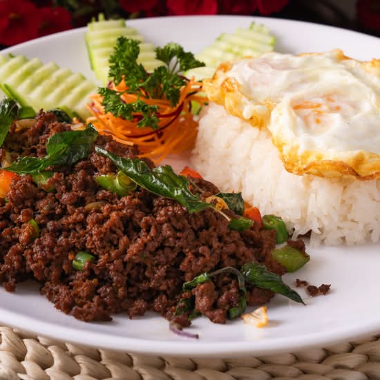Pad Kra Prao with Fried Egg